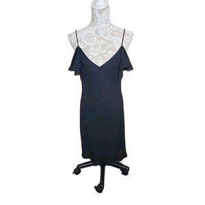 Chelsea Nites Vintage Black Formal spaghetti Strap Midi Dress, 12P Cocktail Prom